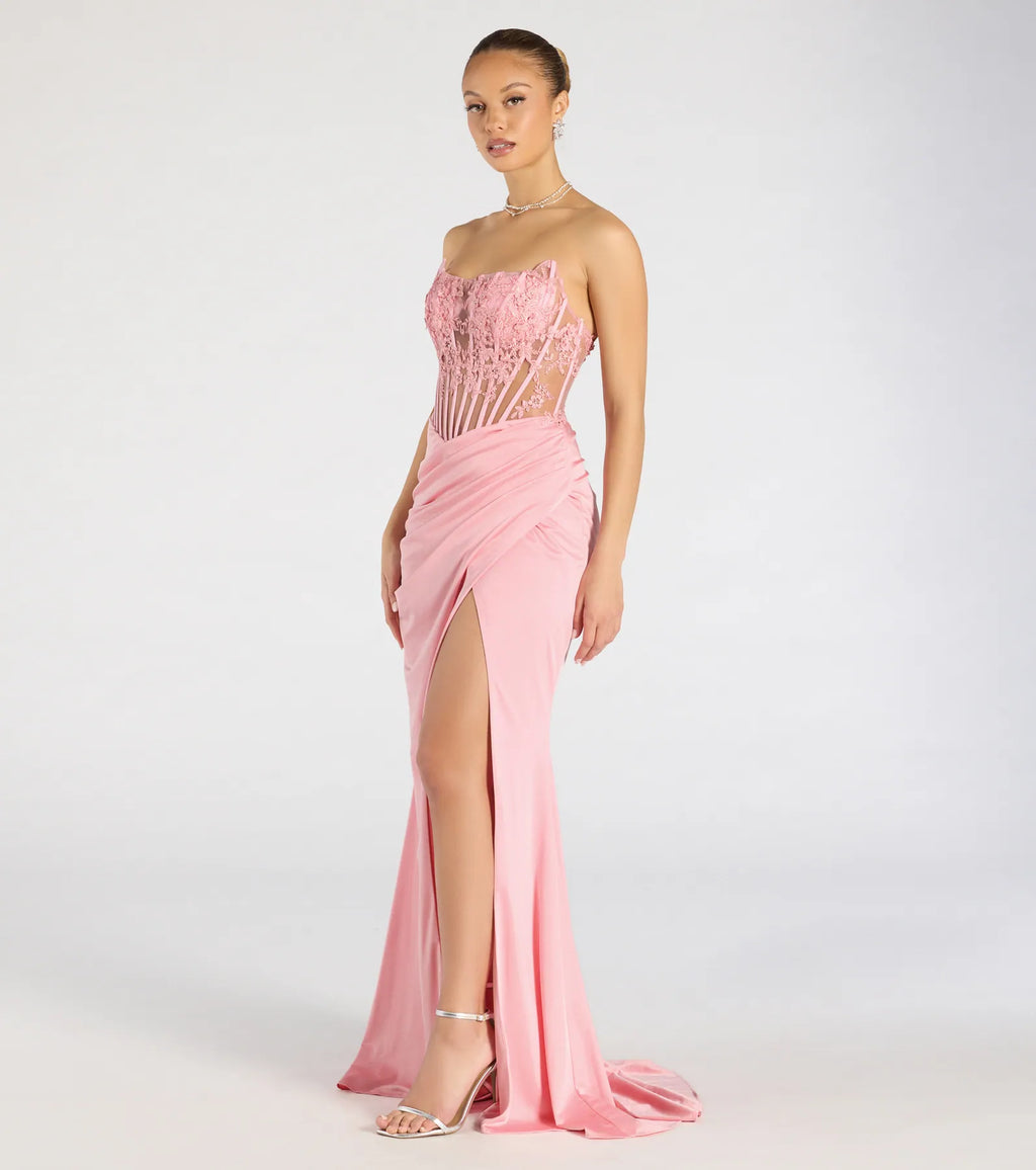 Shayla Strapless Corset Lace Formal Dress