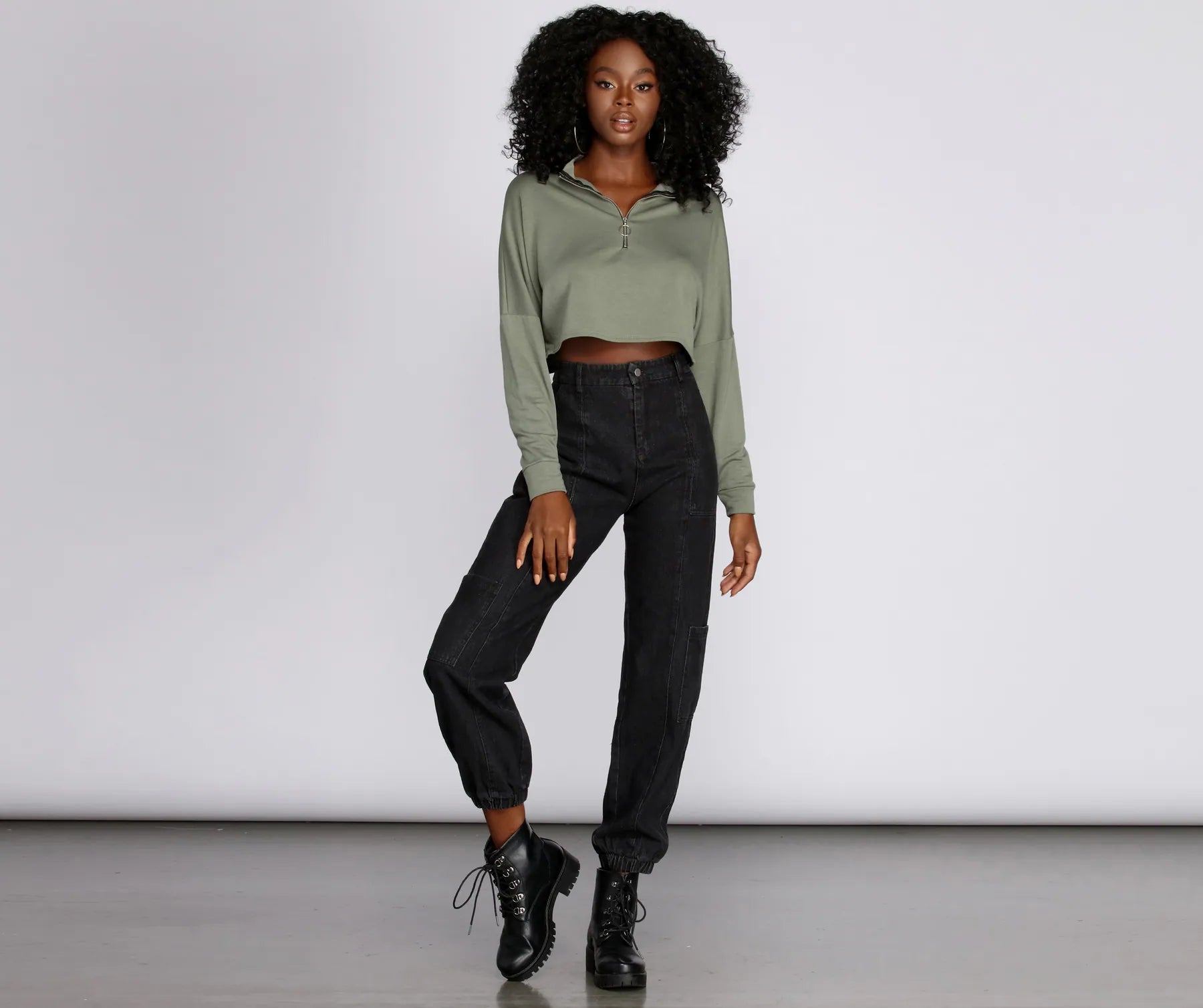 Zip Up Mock Neck Pullover