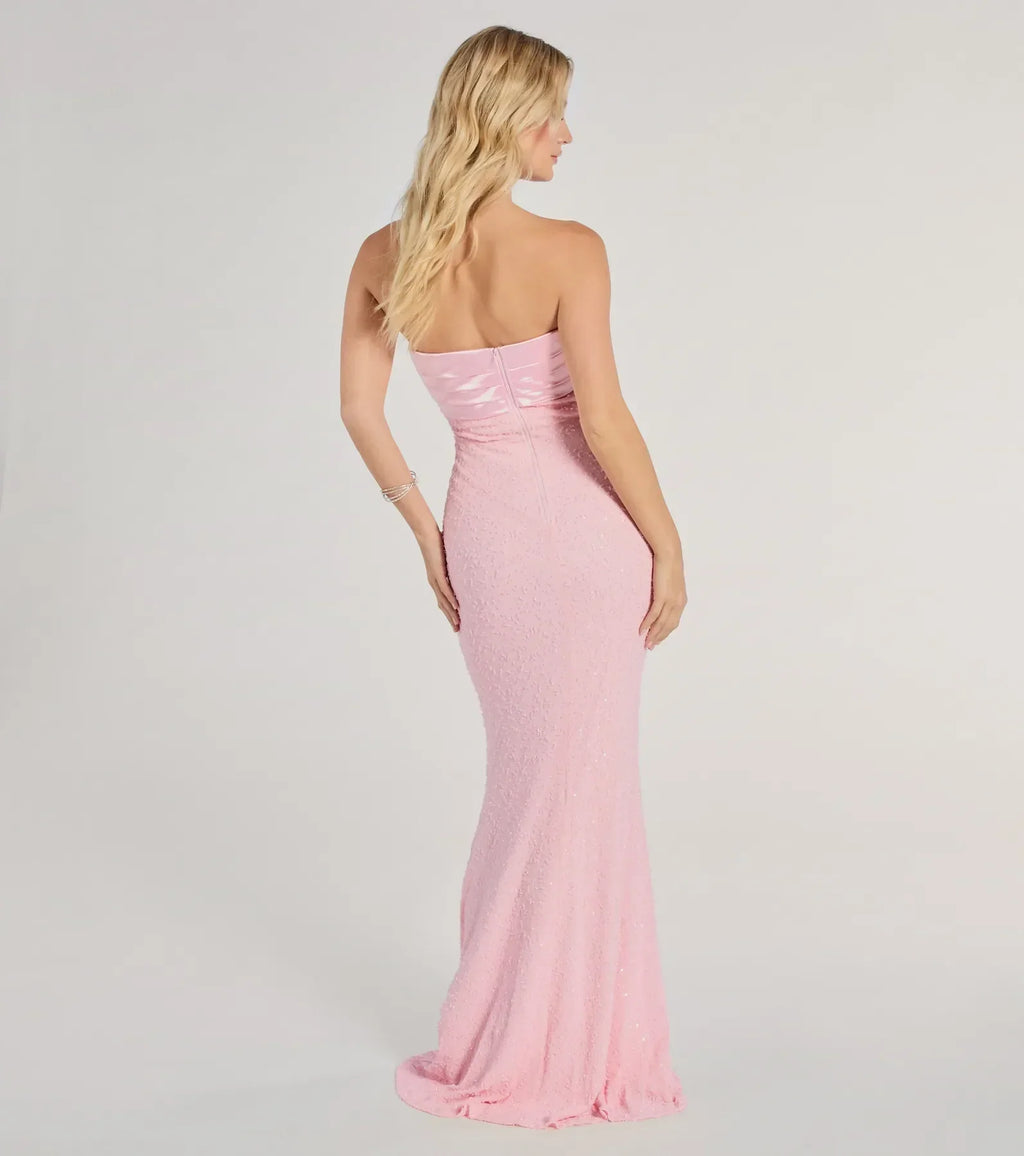 Taryn Strapless Sequin Beaded Mermaid Dress