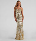Jaylene Formal Sequin Scroll Dress