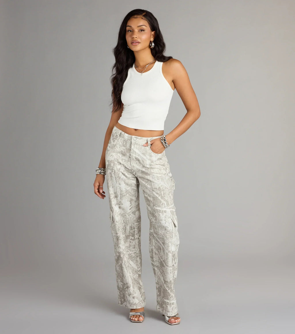 Off The Radar Camouflage Straight Leg Denim Jeans