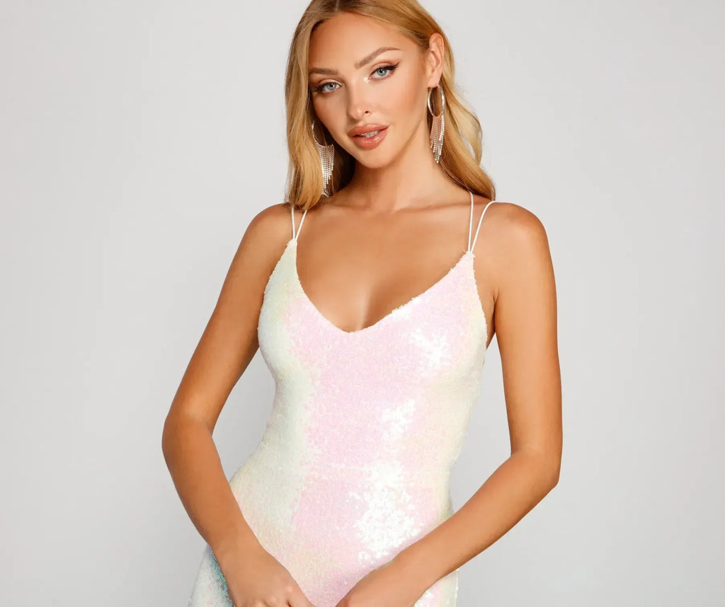 Irene Sequin Floor-Length Formal Dress