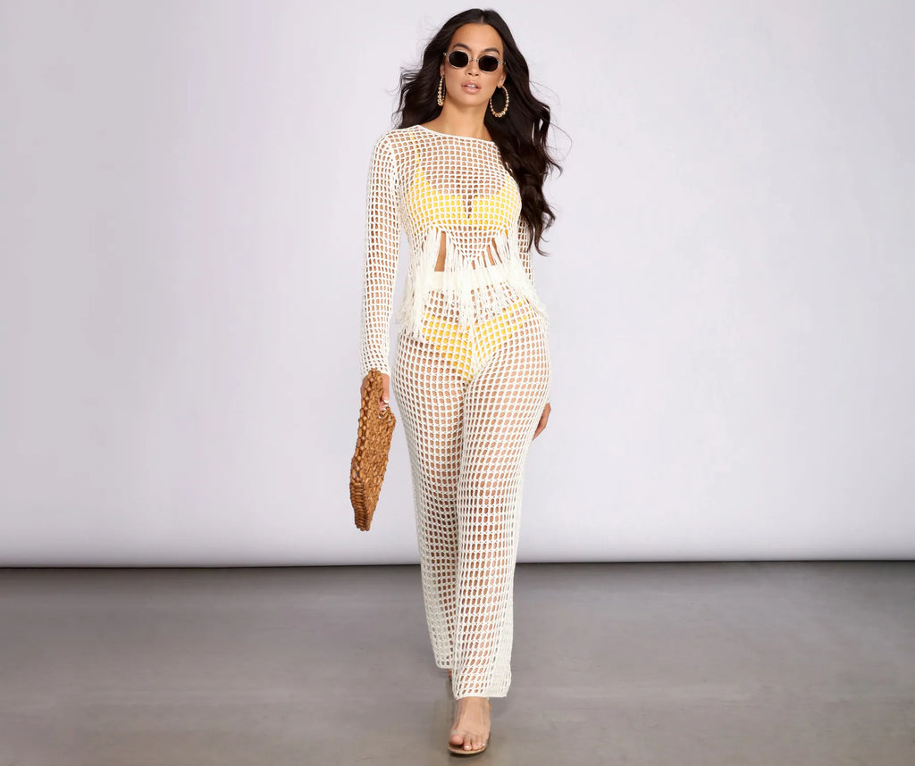 Crochet Fringe Hem Crop Top