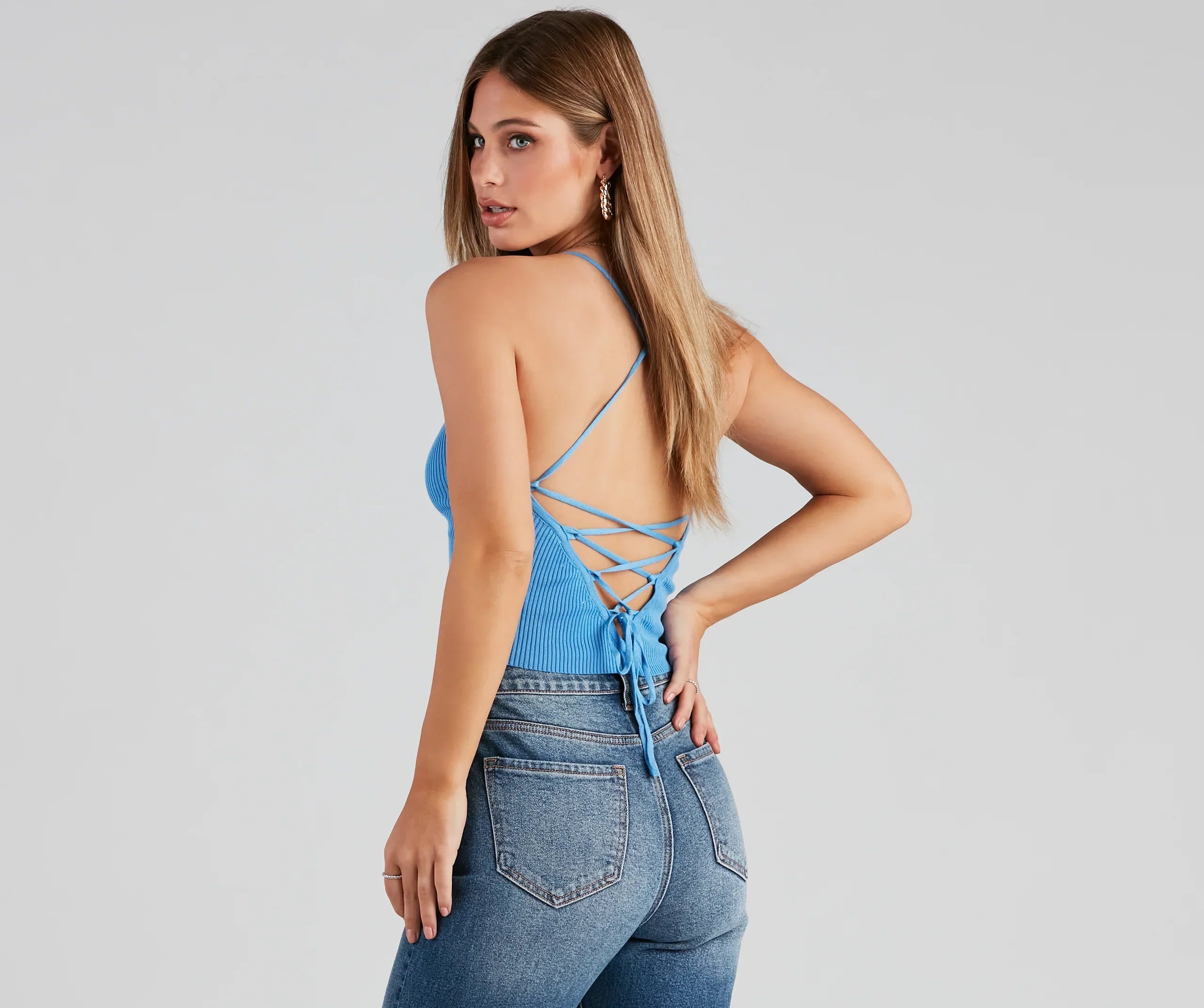 Limelight Lace Up Knit Top