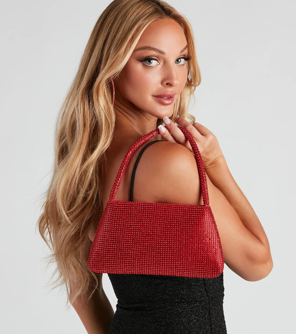Sparkle Rhinestone Mesh Shoulder Bag