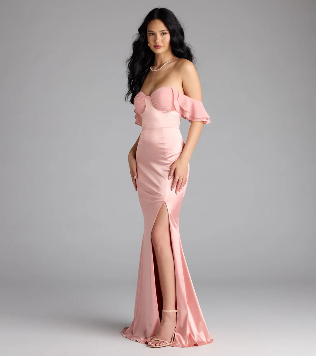 Cordella Sweetheart Mermaid Sit Satin Formal Dress