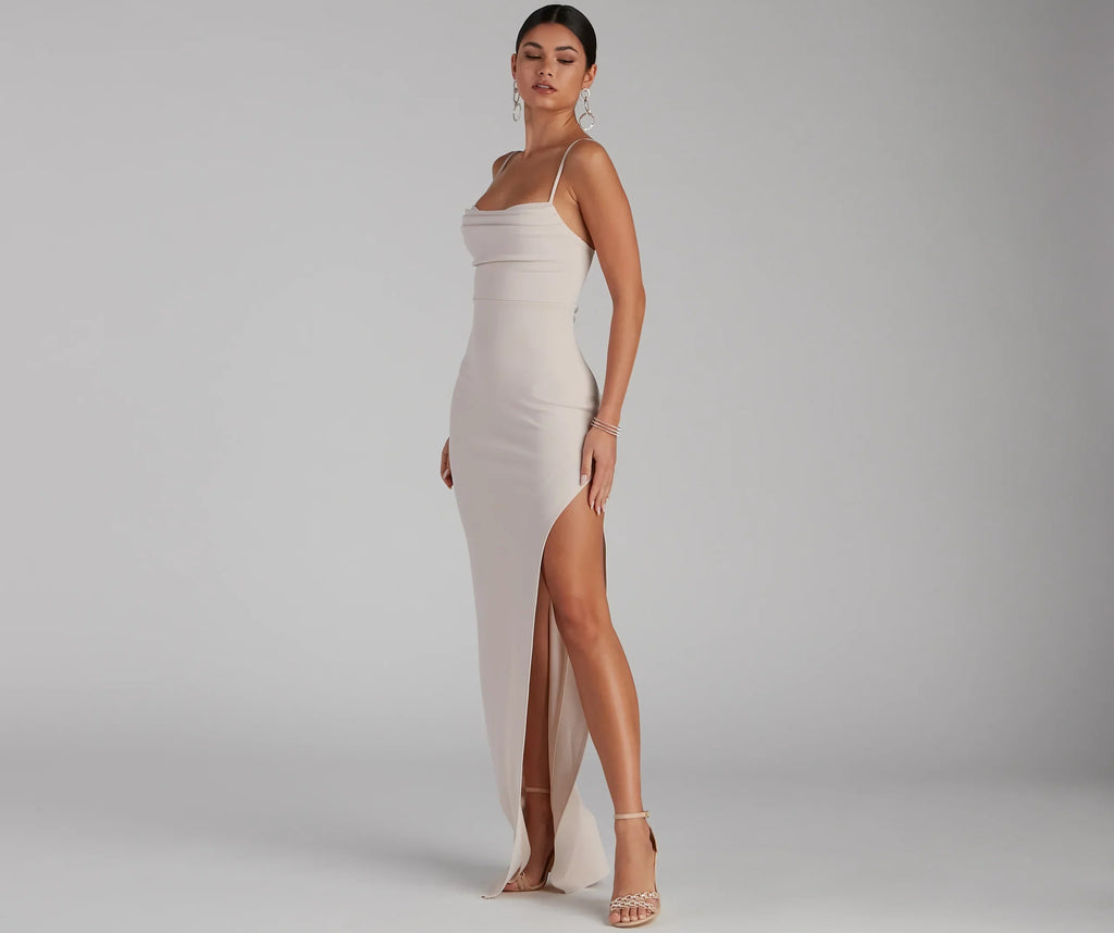 Lola High Slit Crepe Dress