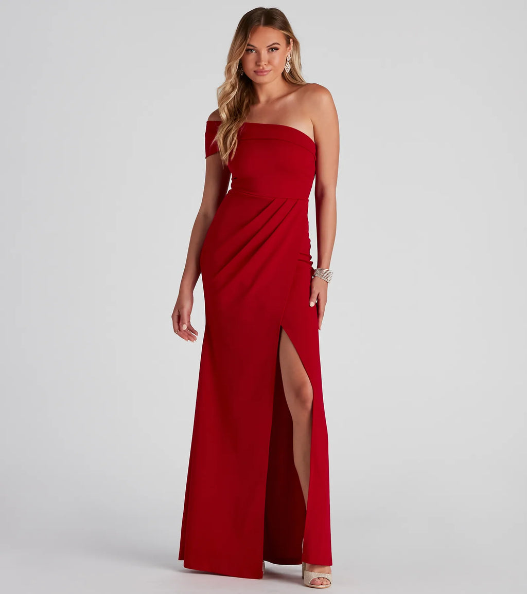 Susana Asymmetric Off-Shoulder Mermaid Dress