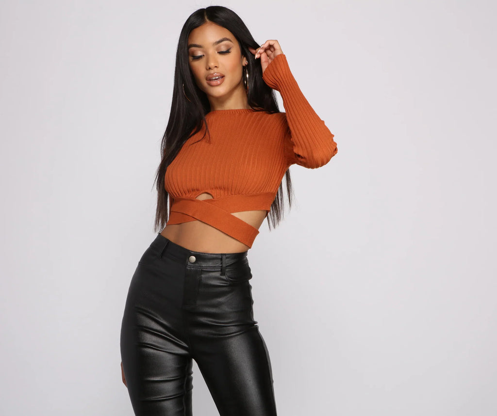 Trendy Girl Ribbed Knit Cropped Sweater