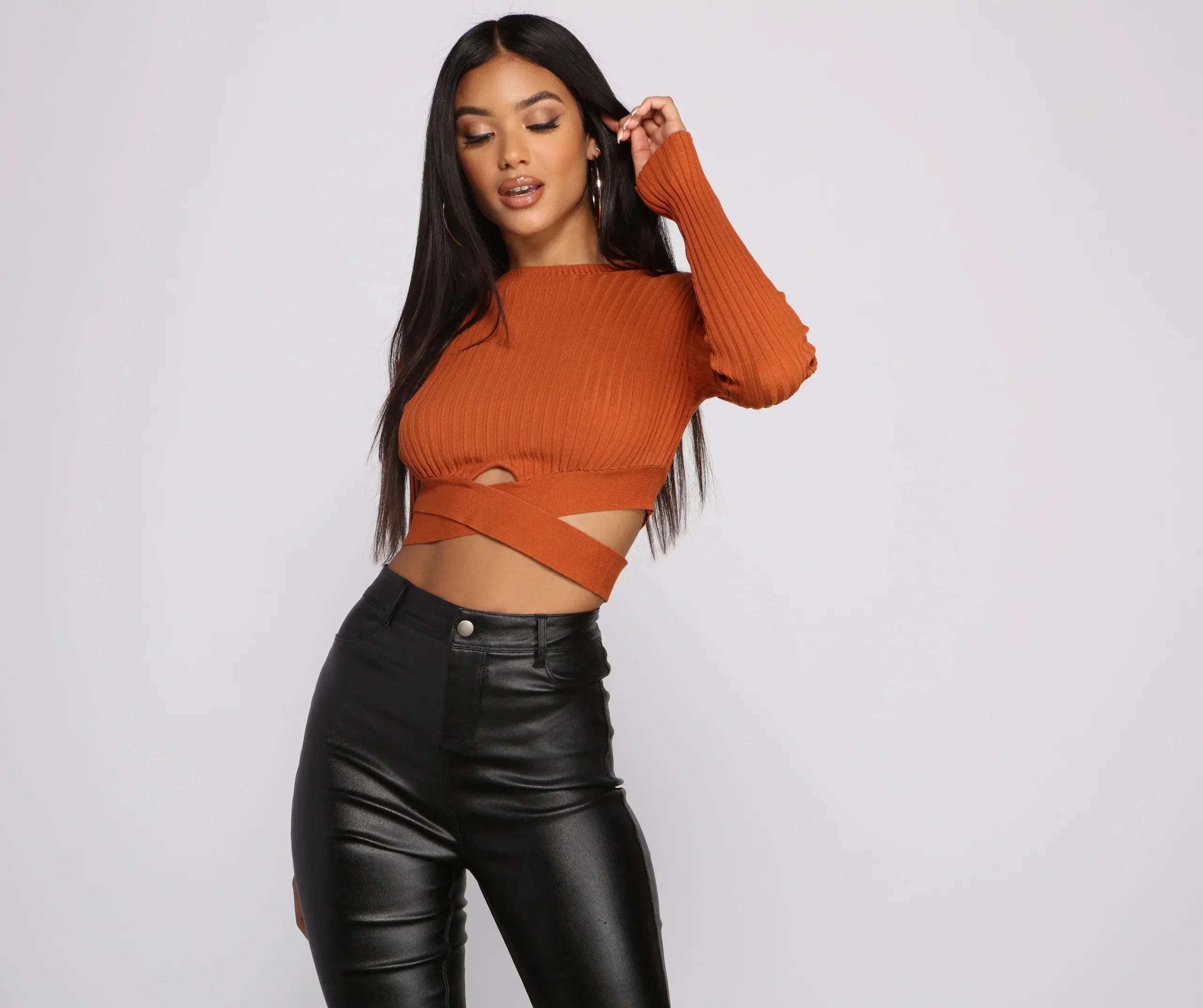 Trendy Girl Ribbed Knit Cropped Sweater
